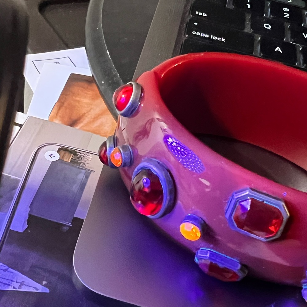 Rare Statement Bangle Clamper/Red Rhinestones - image 3